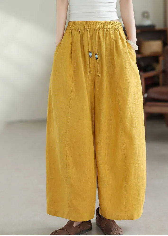 Yellow Oversized Linen Harem Pants Summer