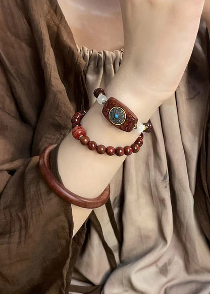 Sandalwood Double Ring Good Luck Bracelet