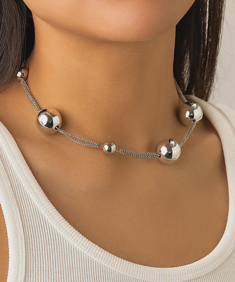 Silk Bead Pearls Necklace Collarbone Chain
