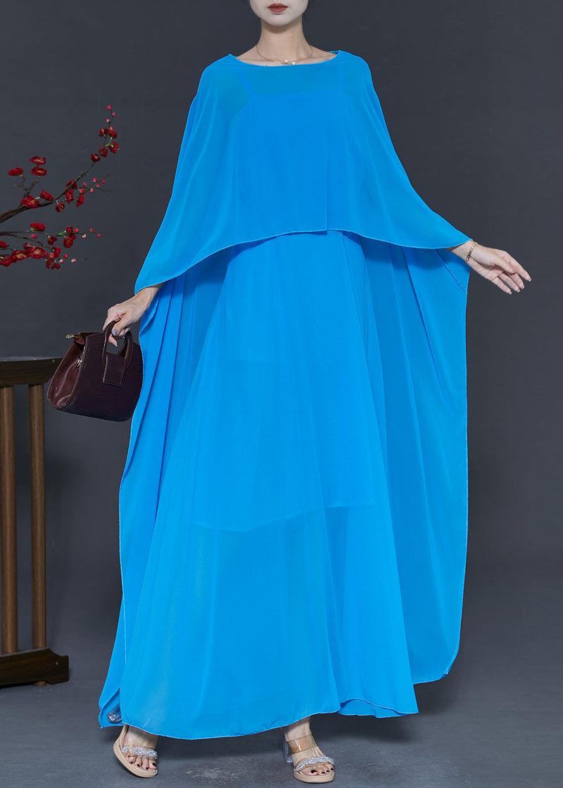 Blue Original Design Chiffon Two Pieces Set Fall