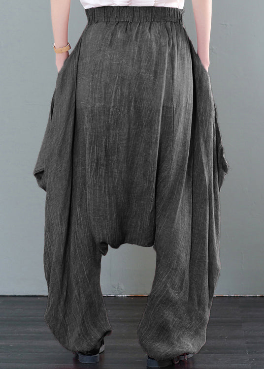 Dark Grey Oversized Tie Dye Pockets Cotton Harem Pants Fall