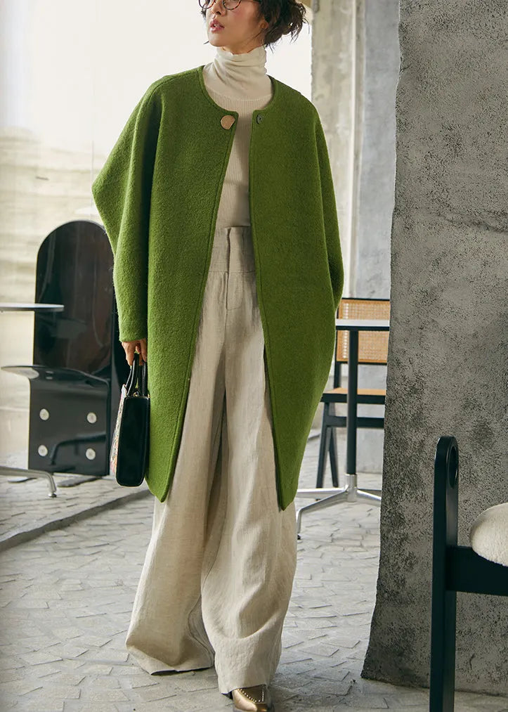 Green Oversized Woolen Coat Winter