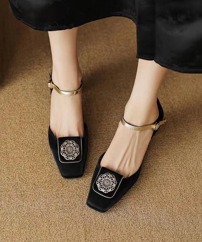 Brown Cowhide Leather Splicing Sandals Buckle Strap