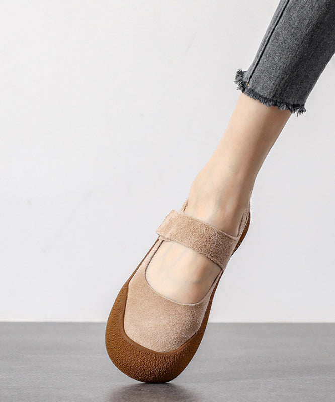 Green Flats Platform Suede Splicing Buckle Strap