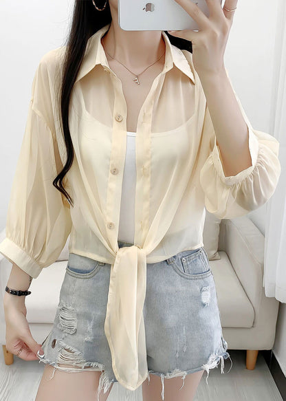 Novelty Yellow Button Cotton Thin Cardigan Summer
