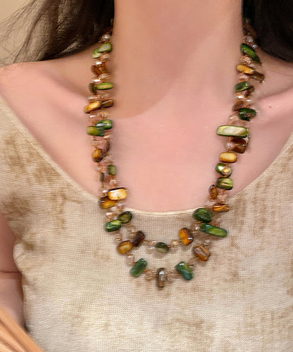 Rainbow Alloy Shell Beading Gratuated Bead Necklace