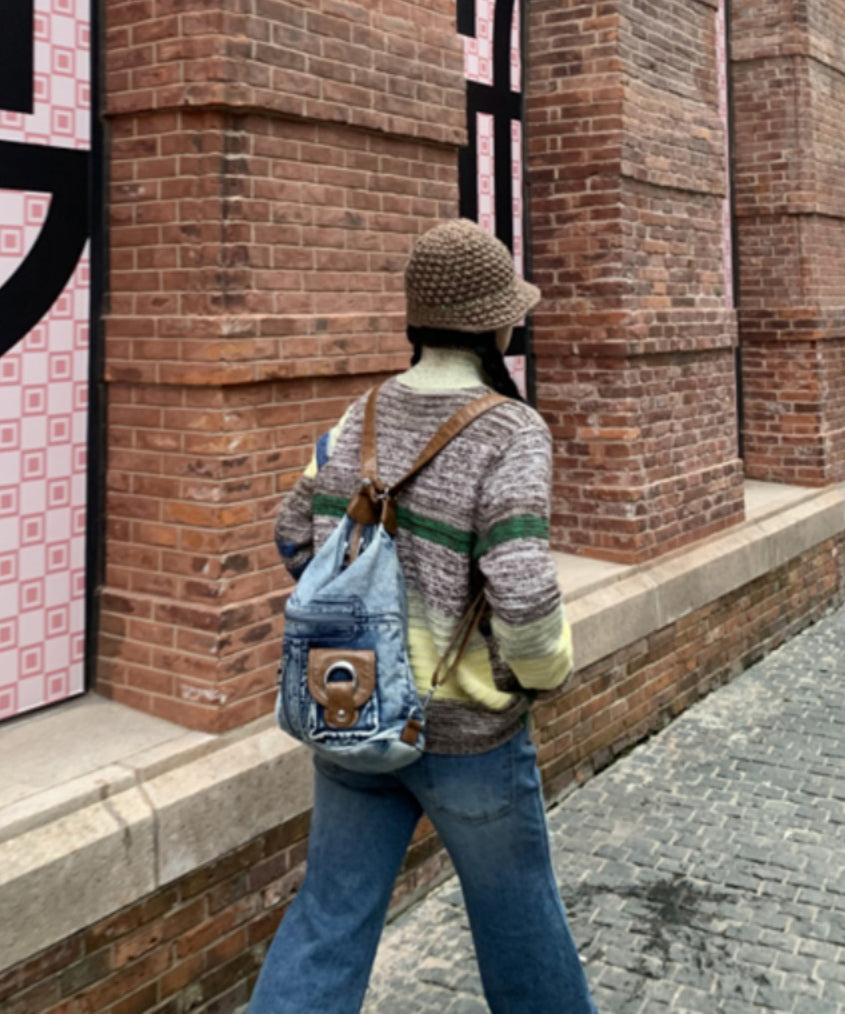 Versatile Blue Large Capacity Denim Satchel Bag Handbag