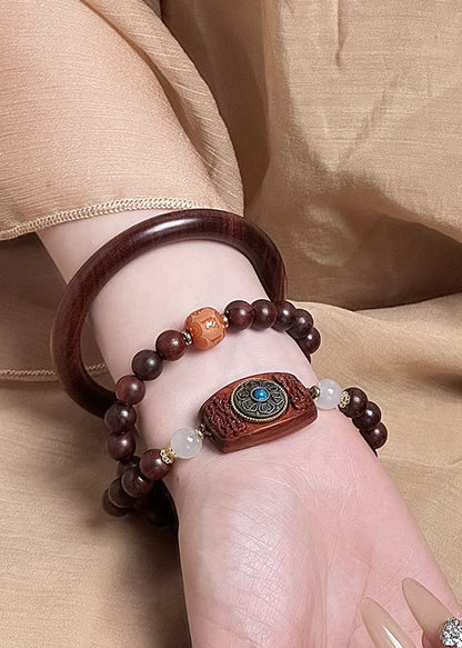 Sandalwood Double Ring Good Luck Bracelet