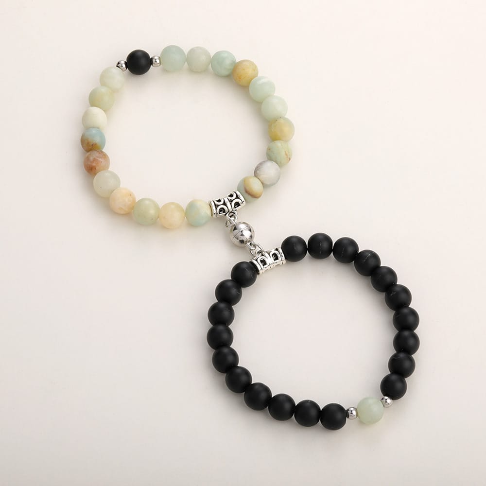 Natural Stone Couple Bracelet Crystal Set (2 Pieces)
