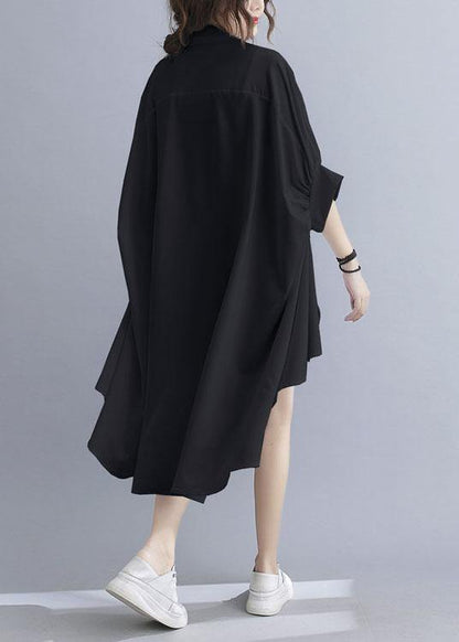 Fine Black Peter Pan Collar Low High Design Summer Top