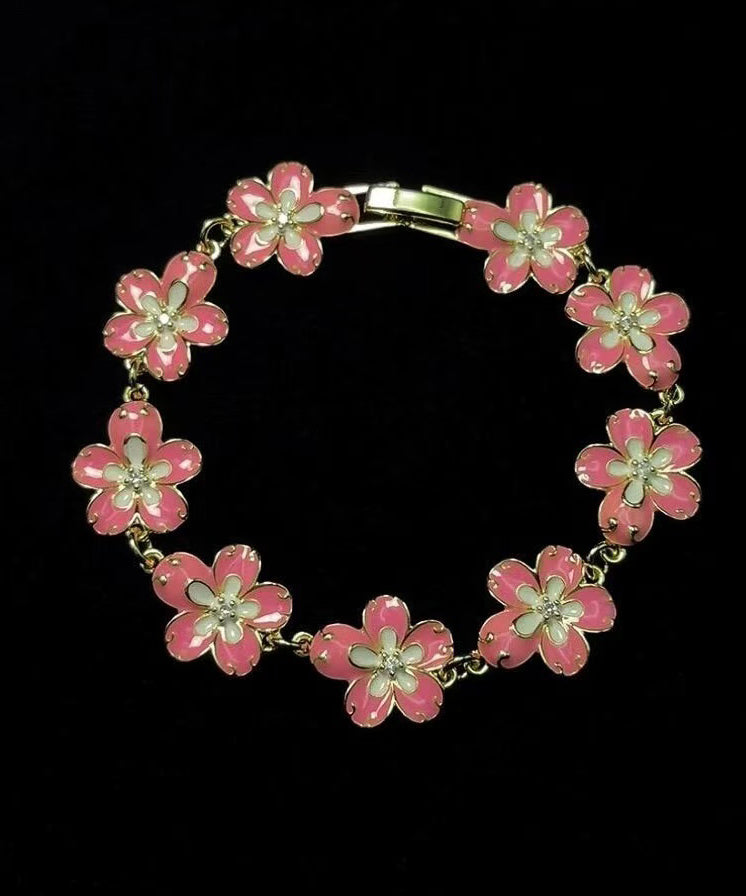 Stylish Pink Gold Plated Chain Bracelet