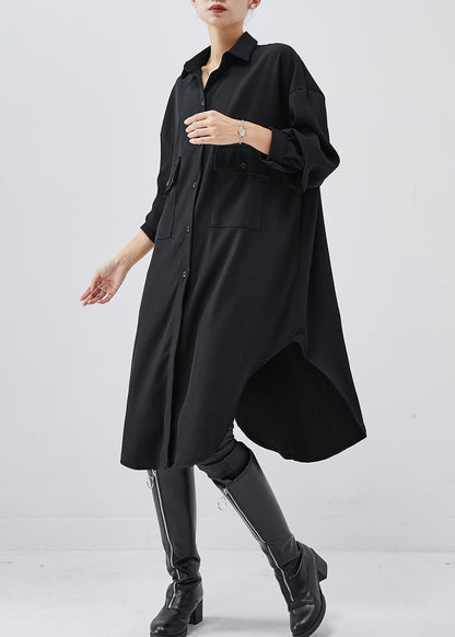 Black Oversized Cotton Holiday Dress Spring