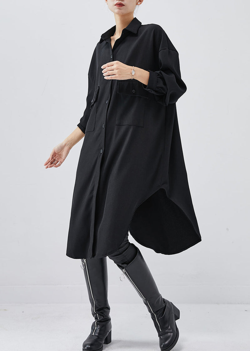 Black Oversized Cotton Holiday Dress Spring