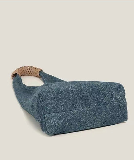 Blue Asymmetrical Design Denim Shoulder Bags