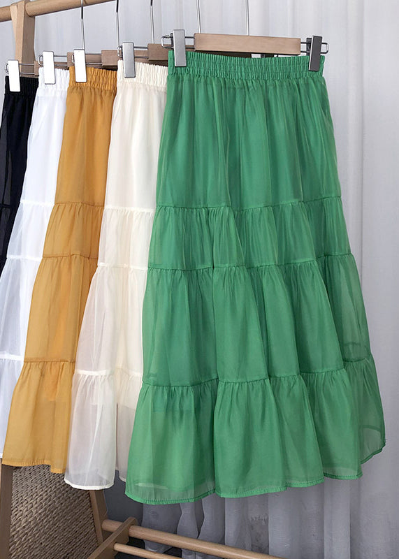 Green Patchwork High Waist Tulle a Line Skirts Summer