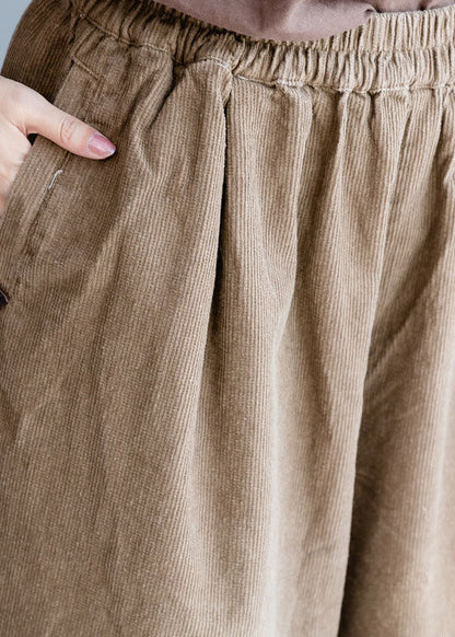 Natural Chocolate Corduroy Wide Leg Pants Spring