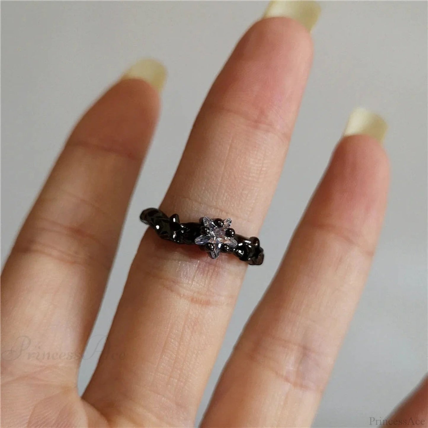 Dark Thorny Rose Pair Ring