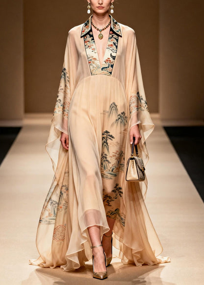 Asymmetrical Print Patchwork Chiffon Dress Spring