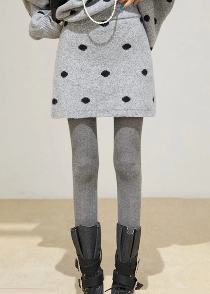 Grey Oversized Cozy Knit Two Pieces Set Winter