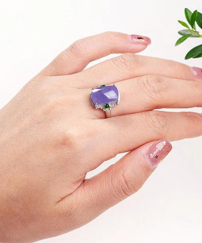 Purple Sterling Silver Overgild Gem Stone Rings