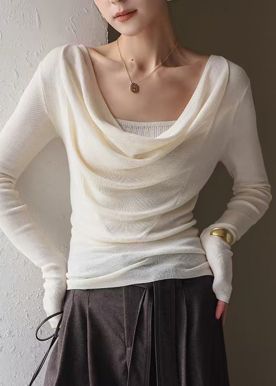 Apricot Turtle Neck Knit Blouse Top Spring