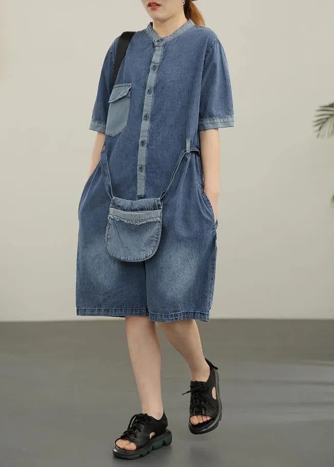 Modern Blue Pockets Shorts Jumpsuit Shorts Summer