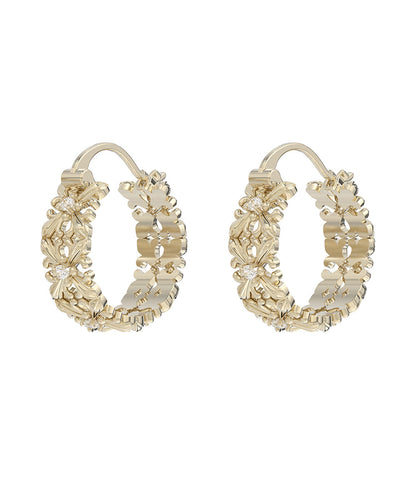 Loose Gold Copper Overgild Zircon Iris Hoop Earrings