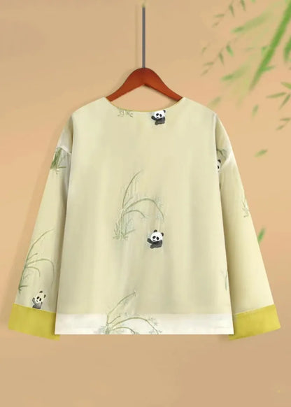 Yellow O-neck Animal Print Silk Coats Fall