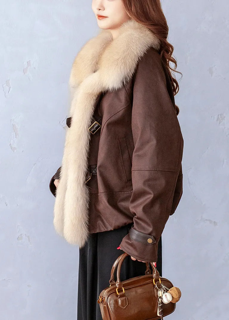 New Chocolate Peter Pan Collar Pockets Fine Cotton Filled Jackets Winter