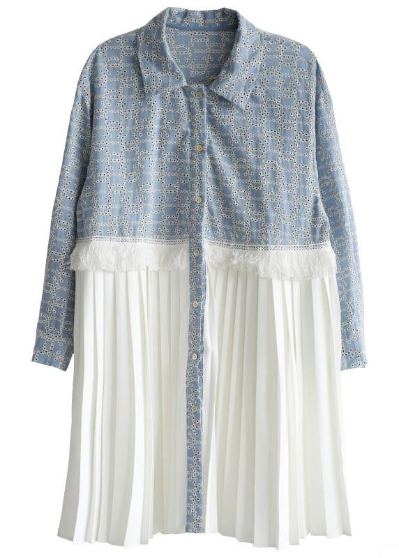 Blue Print Patchwork Spring Vacation Dress
