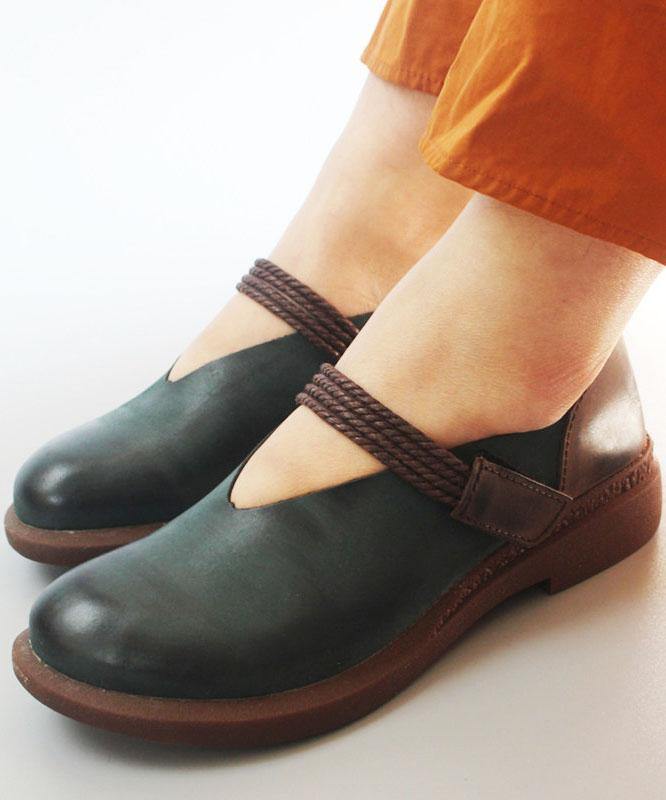 Blue Flat Shoes for Genuine Leather Splicing Flats