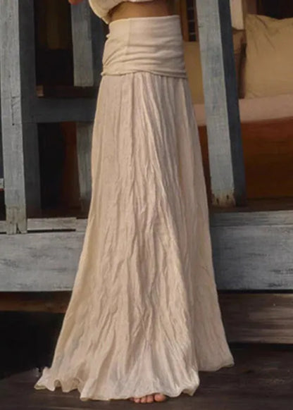 Beige High Waist Cotton Two Pieces Set Sleeveless Summer