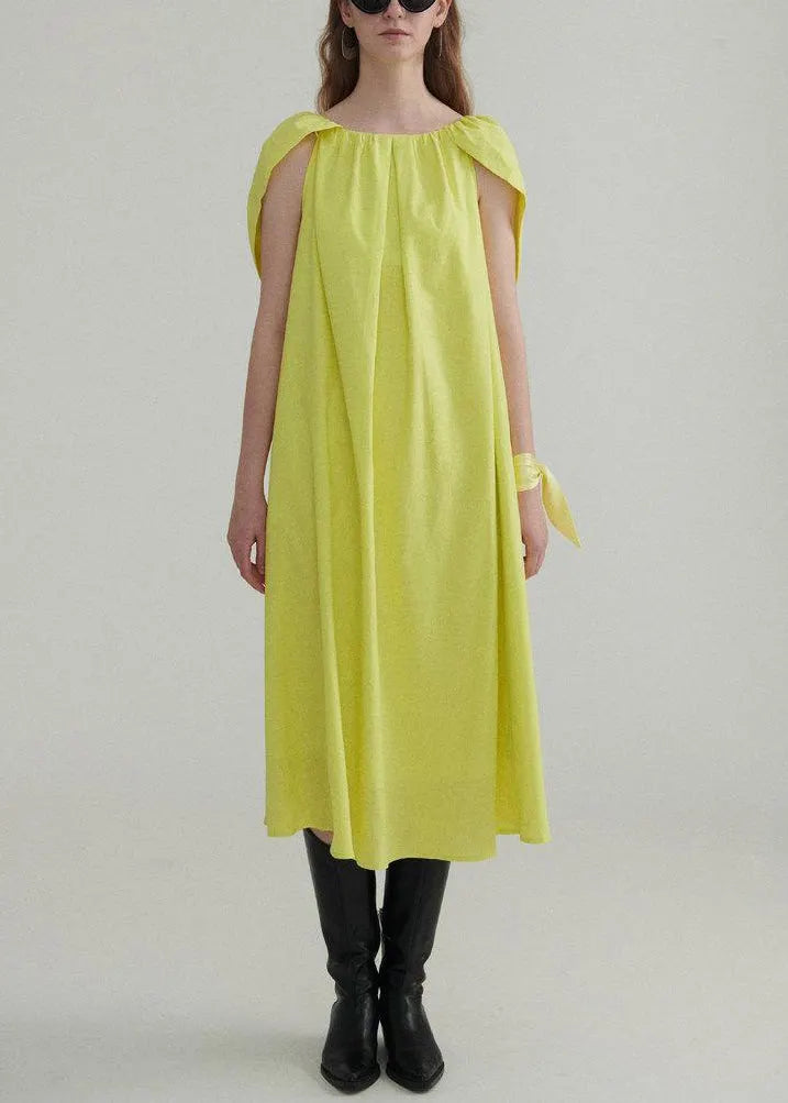 Light Green Linen Dress Ruffled Short Sleeve