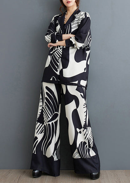 New Black Print Two Piece Set for Autumn