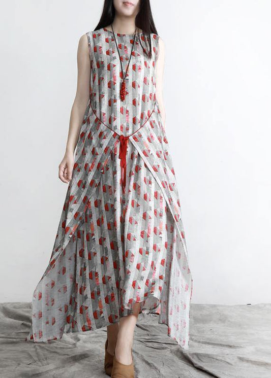 Fitted Print Patchwork Asymmetrical Design Summer Dress