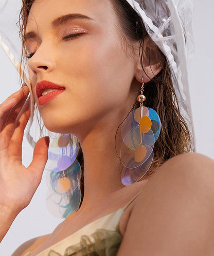 Color Sequins Exaggeration Alloy Long Drop Earrings