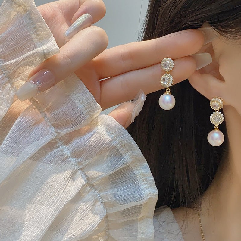 Diamond Pearl Earrings