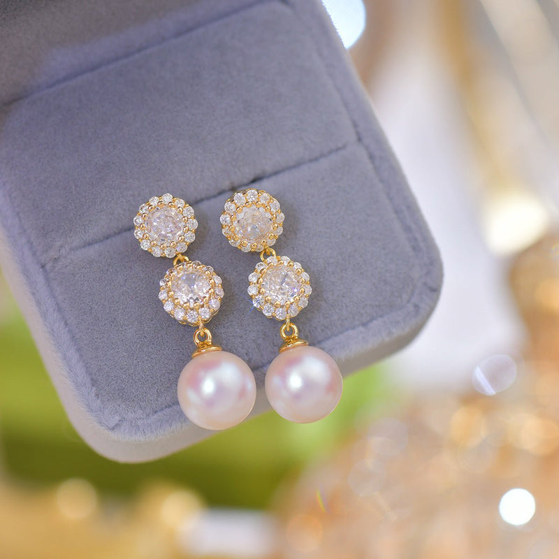 Diamond Pearl Earrings
