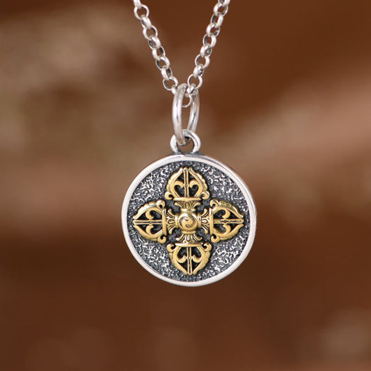 Double Dorje Vajra Necklace | 925 Sterling Silver Spiritual Pendant