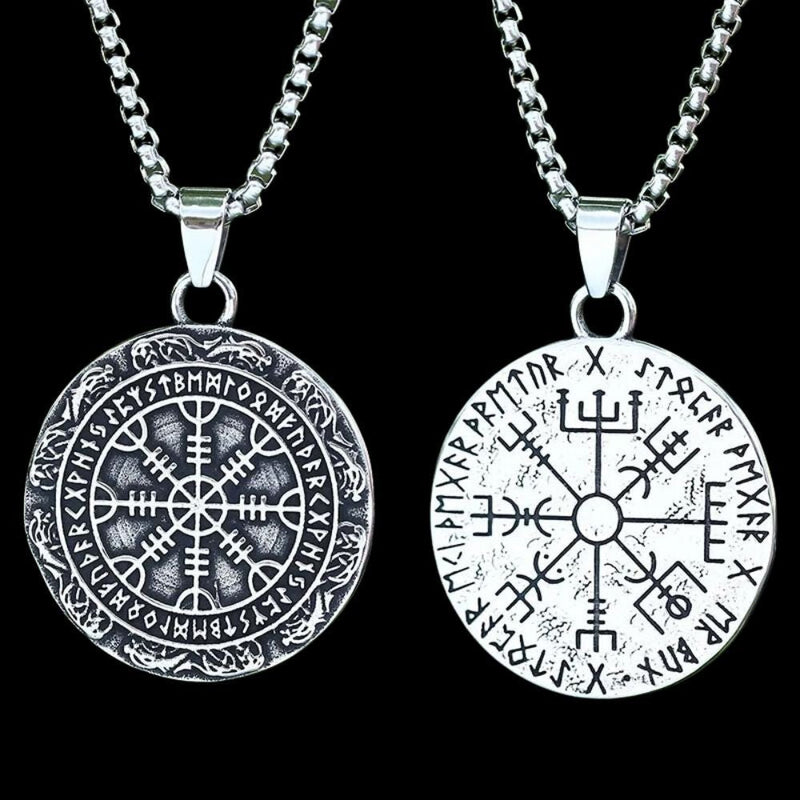 Double Sided Helm of Awe and Vegvisir Pendant