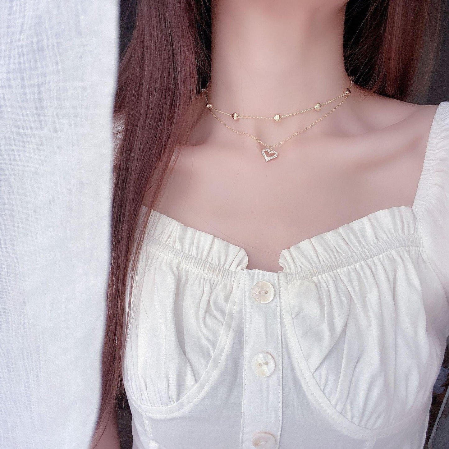 Double Strand Heart Necklace