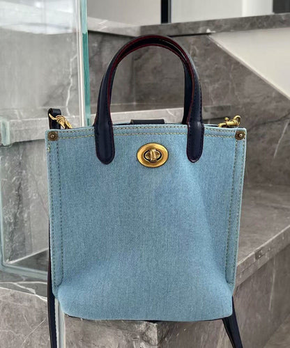 Blue Large Capacity Durable Denim Tote Handbag
