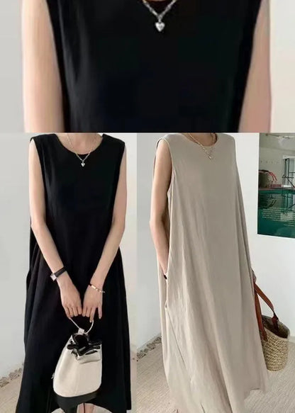 Black O-neck Patchwork Dress Sleeveless