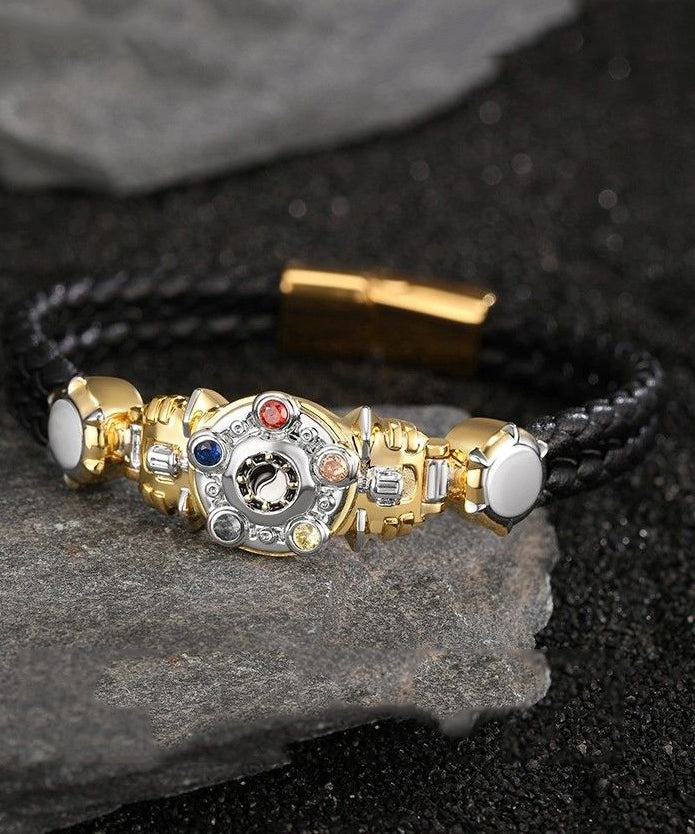 Gold Stainless Steel Alloy Zircon Armored Warrior Bracelet
