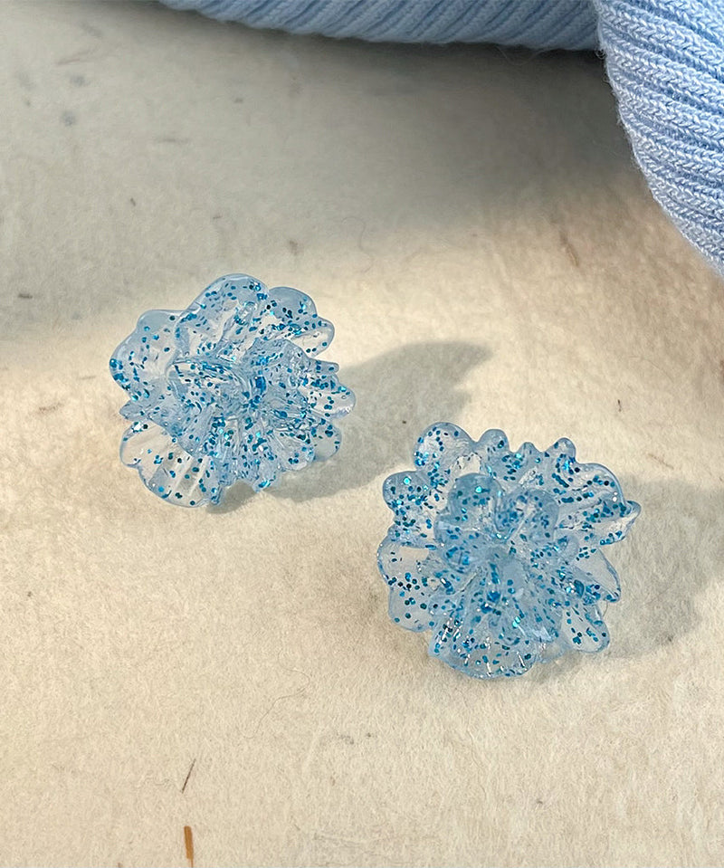 Original Design Light Blue Alloy Ice Flowers Stud Earrings