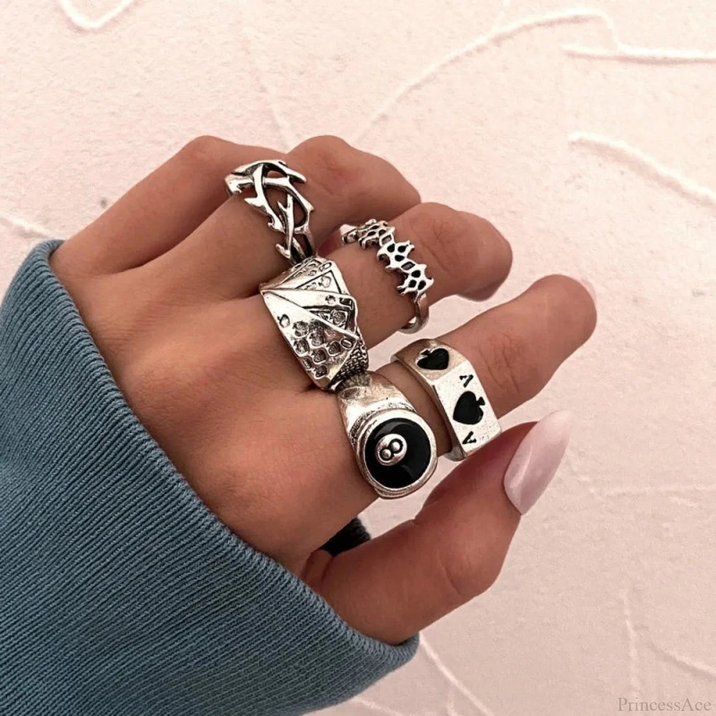Antique Gray Crimson Oval Gothic Band