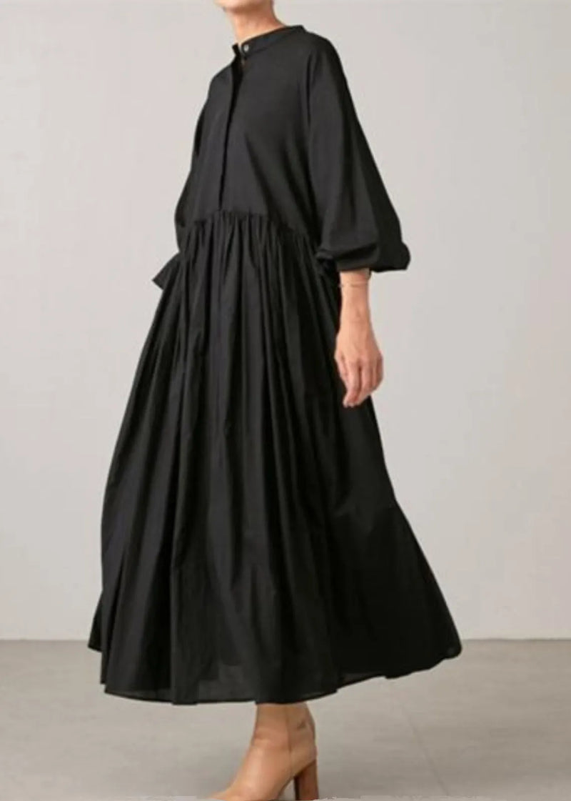 Classy Grey Wrinkled Cotton Shirts Dress Spring