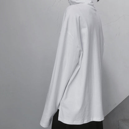 Diy White Tunic Top High Neck Asymmetric Midi Top
