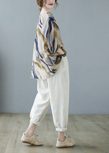 Blue Bat Wing Sleeve V Neck Asymmetrical Design Fall Striped Top