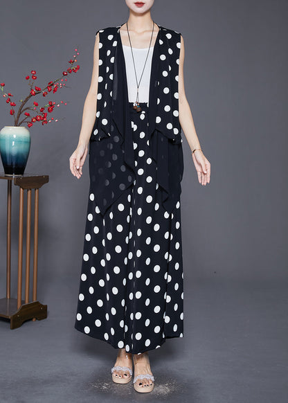 Black Asymmetrical Patchwork Cotton Two Pieces Set Fall